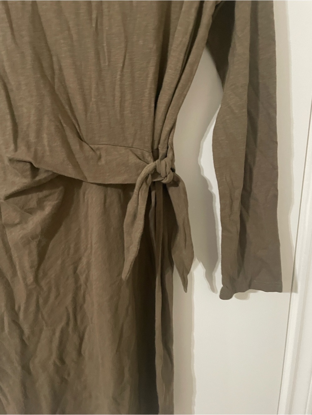 Aerie Olive Green Tie-Front Long Sleeve Mini Dress - Size Small - Picture 8 of 12